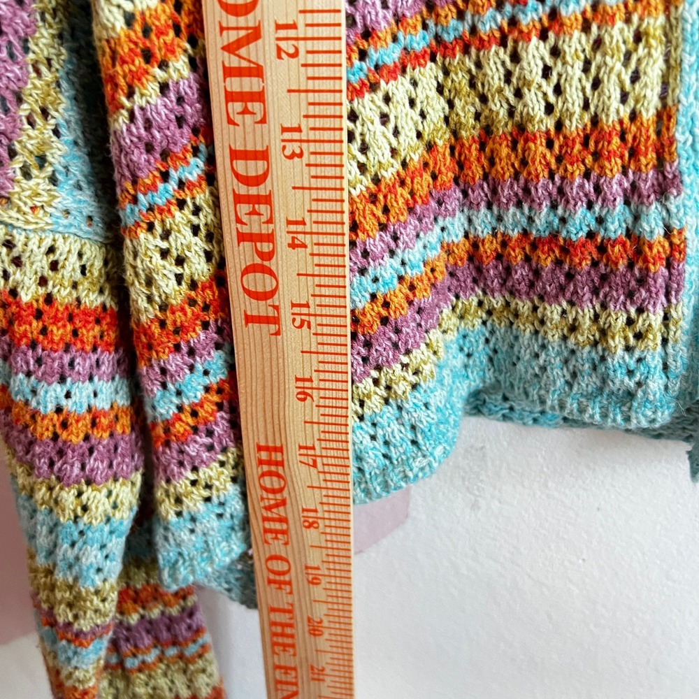 Rainbow‎ Crochet Cardigan Retro Vintage Inspired Indie Boho Festival XL - Picture 3 of 4